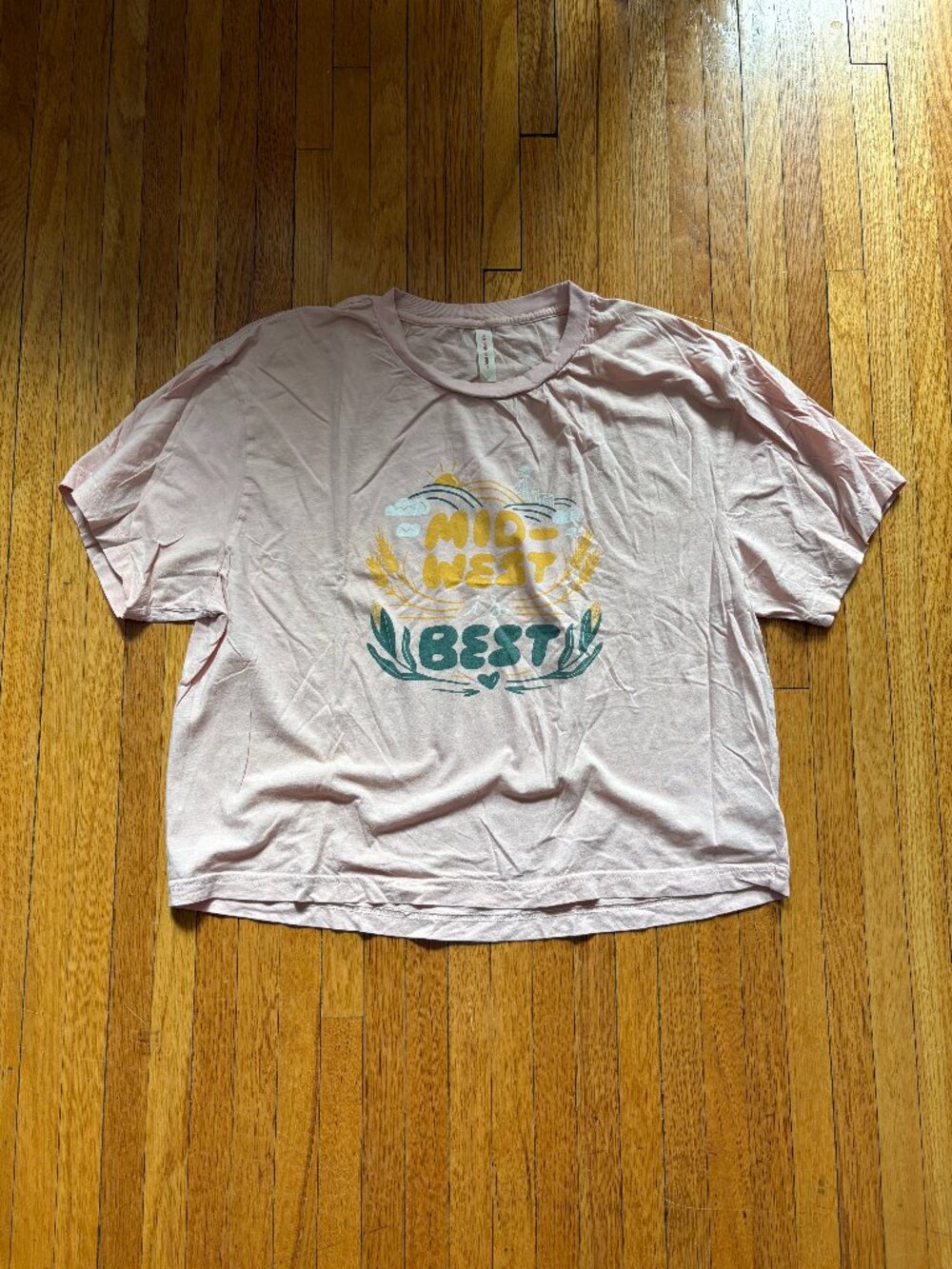 Known Supply Midwest Is Best Pink Cropped Boxy T-Shirt, size XL